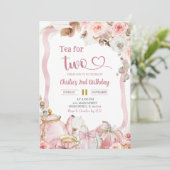 Herfst Pompoen Boho Coquette Roze Thee voor 2 Verj Kaart (Staand voorkant)