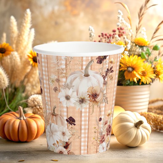 Herfst Pompoen Boho Floral Baby shower Papier Papieren Bekers