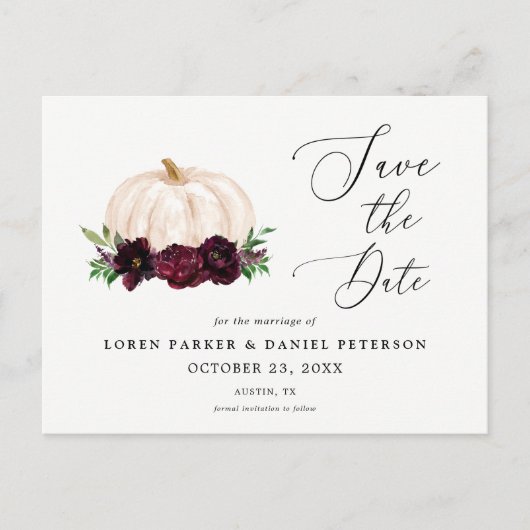 Herfst Pompoen Boho Save the Date Briefkaart (Voorkant)