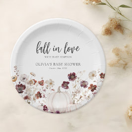 Herfst Pompoen Boho Wilde Bloem Baby Shower Papieren Bordje