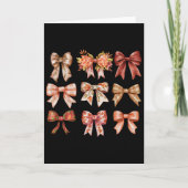 Herfst Pompoen Boog Coquette Herfstbladeren Thanks Kaart (Voorkant)