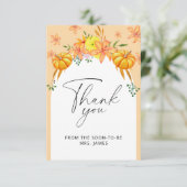 Herfst pompoen boog vrijgezellenfeest dank u kaart (Staand voorkant)