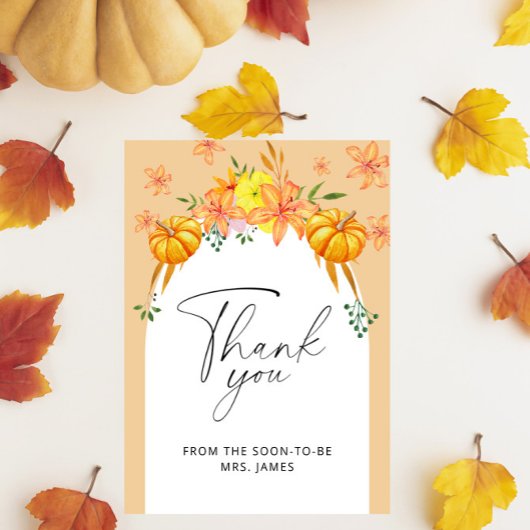 Herfst pompoen boog vrijgezellenfeest dank u kaart