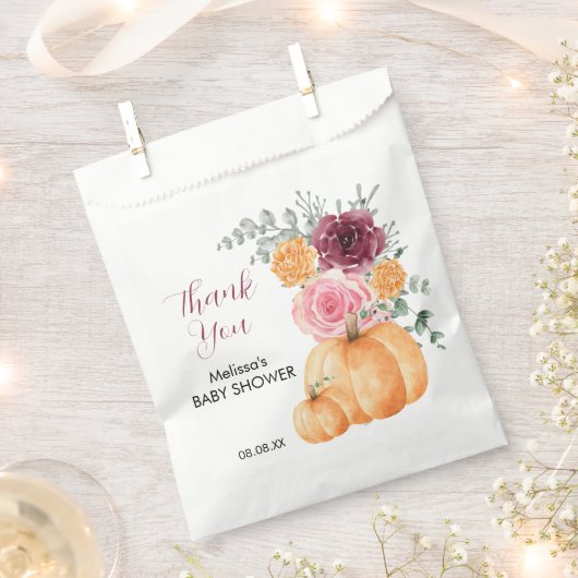 Herfst pompoen bordeaux blos roze bloemig dank u bedankzakje (Geknipt)