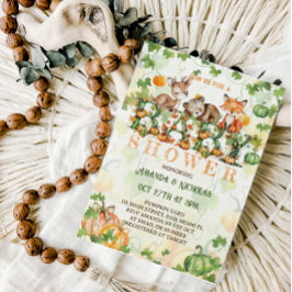 Herfst Pompoen Bosdieren Baby Shower Kaart
