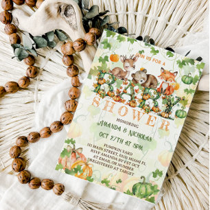 Herfst Pompoen Bosdieren Baby Shower Kaart