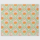 Herfst Pompoen Botanisch Ontwerp Cadeaupapier (Vlak)