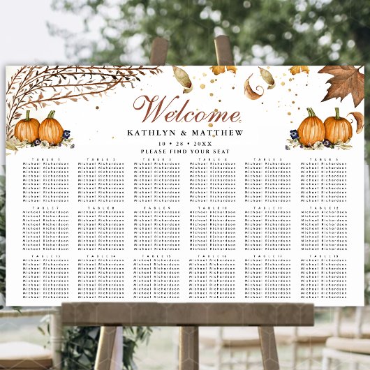 Herfst Pompoen Botanische Bruiloft 18 Tafel Zitpla Poster