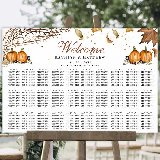 Herfst Pompoen Botanische Bruiloft 30 Tafel Zitpla Poster