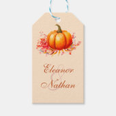 Herfst pompoen botanische bruiloft cadeaulabel (Voorkant)