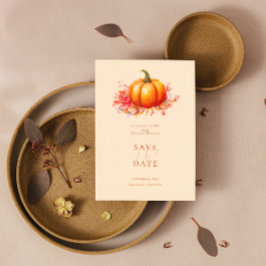Herfst pompoen botanische bruiloft opslaan van de  kaart