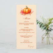 Herfst pompoen botanische bruiloft platte menu (Staand voorkant)