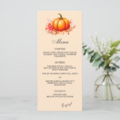 Herfst pompoen botanische bruiloft platte menu (Staand voorkant)