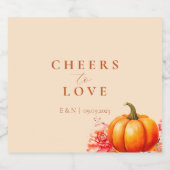 Herfst pompoen botanische bruiloft sparkling wijnetiket (Enkel label)