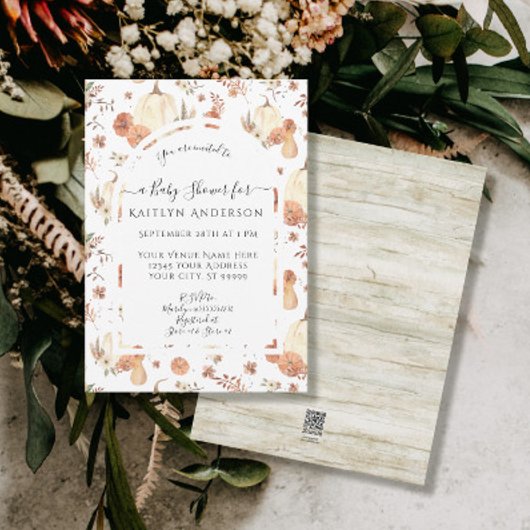 Herfst Pompoen Botanische Waterverf Bloemen Baby