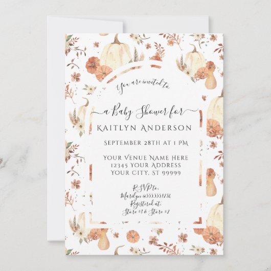 Herfst Pompoen Botanische Waterverf Bloemen Baby (Voorkant)