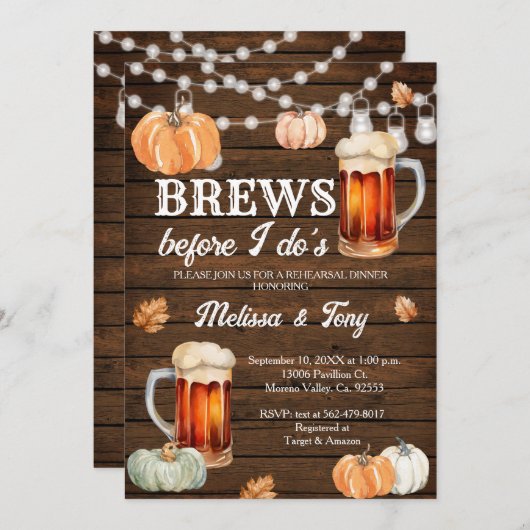 Herfst pompoen brouwt voordat ik doe repetitie din kaart (Voorkant / Achterkant)