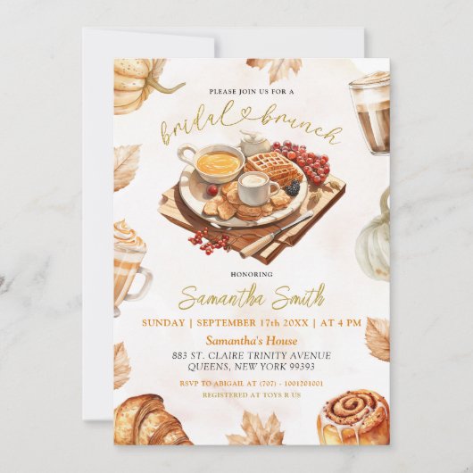 Herfst pompoen bruids brunch pannenkoek kaart (Voorkant)