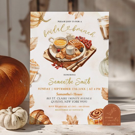 Herfst Pompoen Bruidsbrunch Pannenkoek Kaart