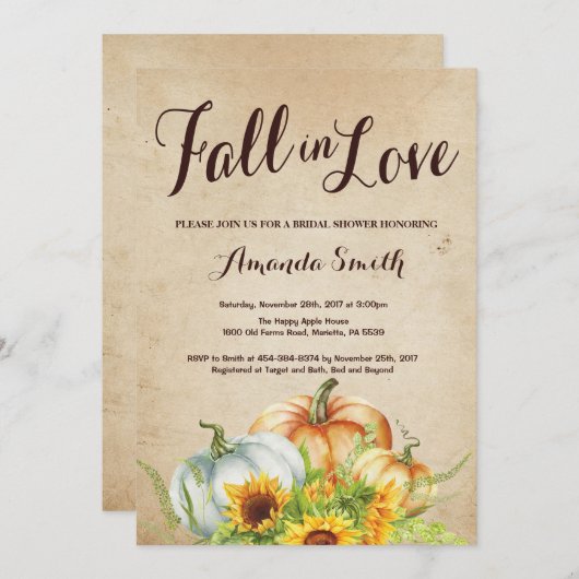 Herfst Pompoen Bruidsmeisjes Uitnodiging (Voorkant / Achterkant)
