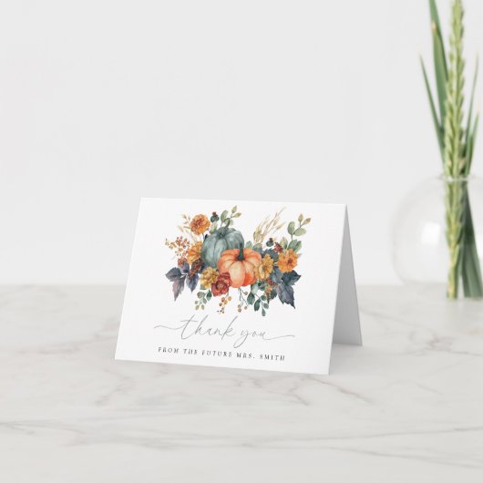 Herfst Pompoen Bruidsmeisjesfeest Bedankkaart (Voorkant)