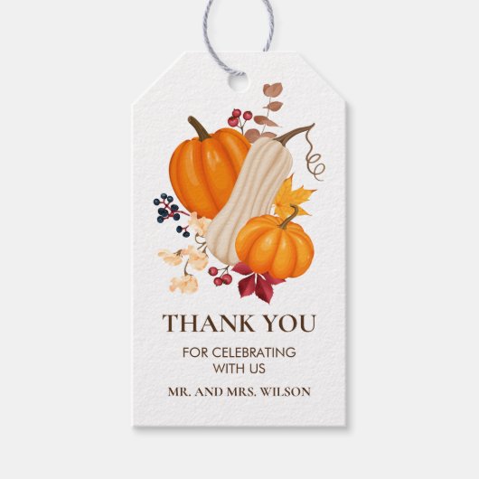 Herfst Pompoen Bruiloft Bedankt Label Cadeaulabel (Voorkant)