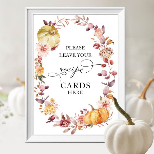 Herfst Pompoen Bruiloft Borrel Receptkaart Bord Poster