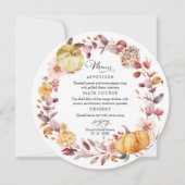 Herfst Pompoen Bruiloft Borrel Ronde Menu Kaart (Voorkant)