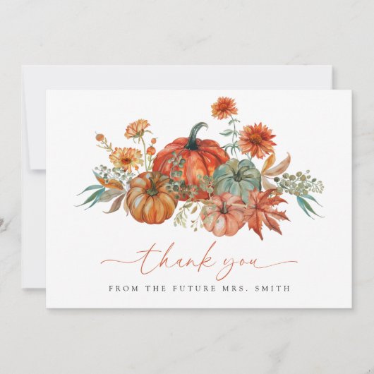 Herfst Pompoen Bruiloft Feest Bedankkaart (Voorkant)