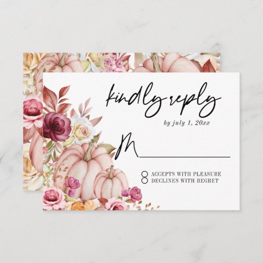 Herfst pompoen bruiloft RSVP kaartje (Voorkant / Achterkant)