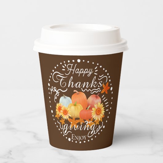 Herfst pompoen bruin papieren bekers (Voorkant)