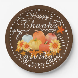 Herfst pompoen bruin papieren bordje