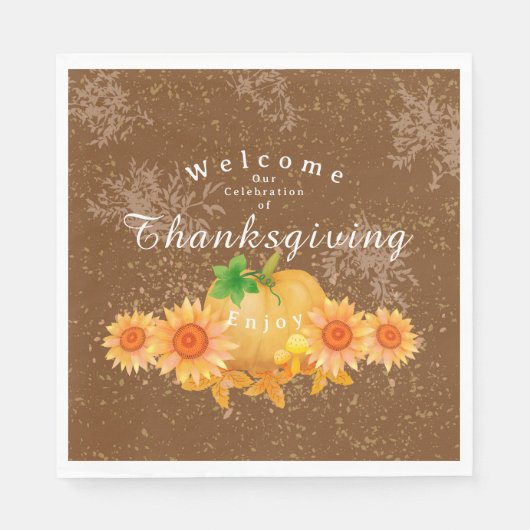 Herfst pompoen bruin servet (Voorkant)