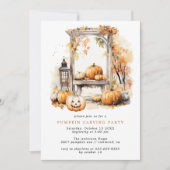 Herfst pompoen carving | Familie Kinder Halloween  Kaart (Voorkant)