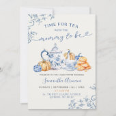 Herfst Pompoen Chinoiserie Baby Shower Theepartij Kaart (Voorkant)