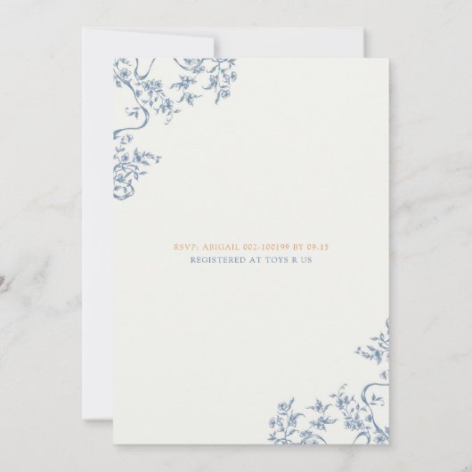 Herfst Pompoen Chinoiserie Baby Shower Theepartij Kaart (Achterkant)