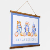 Herfst Pompoen Chinoiserie Ginger Jar Hangend Wandkleed (Gebogen)