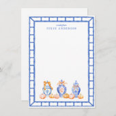 Herfst Pompoen Chinoiserie Ginger Jar Note Kaart Notitiekaartje (Voorkant / Achterkant)