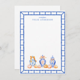 Herfst Pompoen Chinoiserie Ginger Jar Note Kaart Notitiekaartje