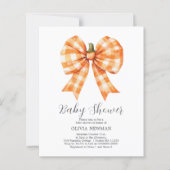 Herfst Pompoen Coquette Bow Baby shower Uitnodigin (Voorkant)