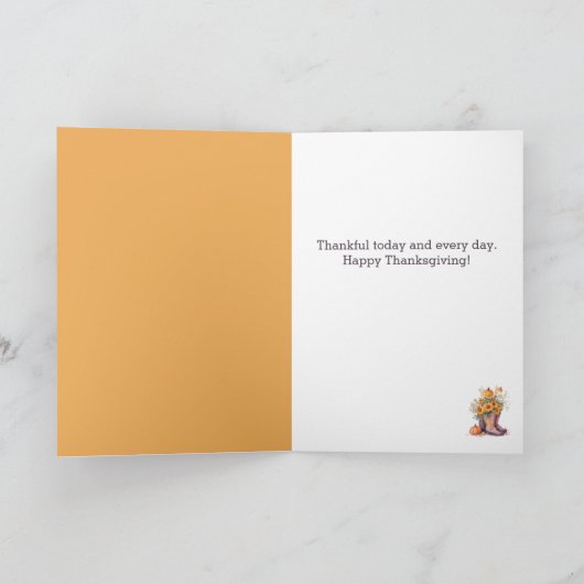 Herfst pompoen cowgirl laarzen Thanksgiving neef Kaart (Binnen)