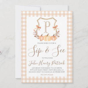 Herfst Pompoen Crest Sip & Zie Uitnodiging