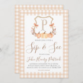 Herfst Pompoen Crest Sip & Zie Uitnodiging (Voorkant / Achterkant)