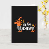 Herfst Pompoen Dackel Thanksgiving Dames  Kaart (Gele Bloem)
