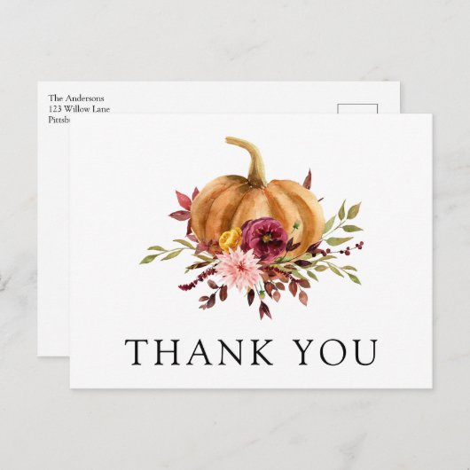 Herfst pompoen dank u Briefkaart (Voorkant / Achterkant)