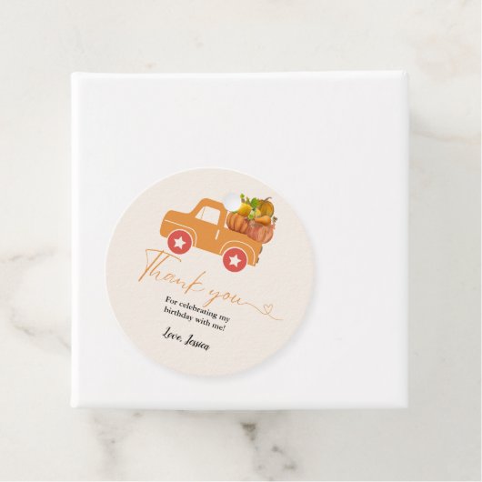 Herfst pompoen dank u verjaardag bedankjes labels (In situ)