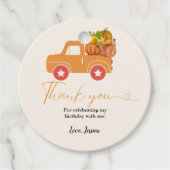 Herfst pompoen dank u verjaardag bedankjes labels (Voorkant)