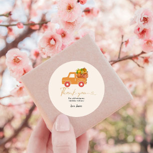 Herfst pompoen dank u verjaardag ronde sticker