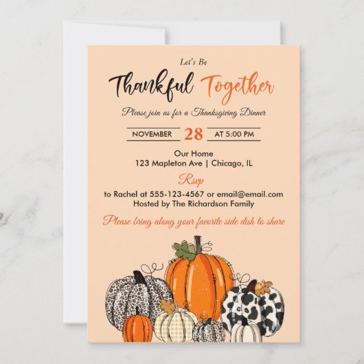 herfst pompoen dankbaar samen kaart (Voorkant)