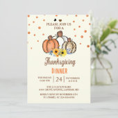 Herfst Pompoen Dankfeest Dinner Party Uitnodiging (Staand voorkant)